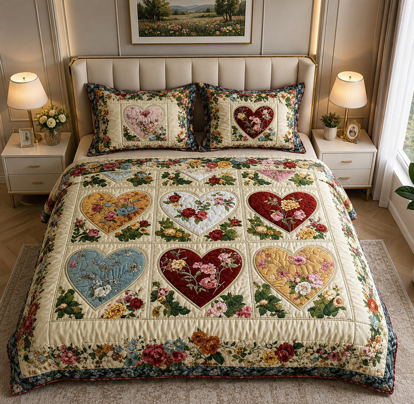 Heart Patchwork Floral bedsheet