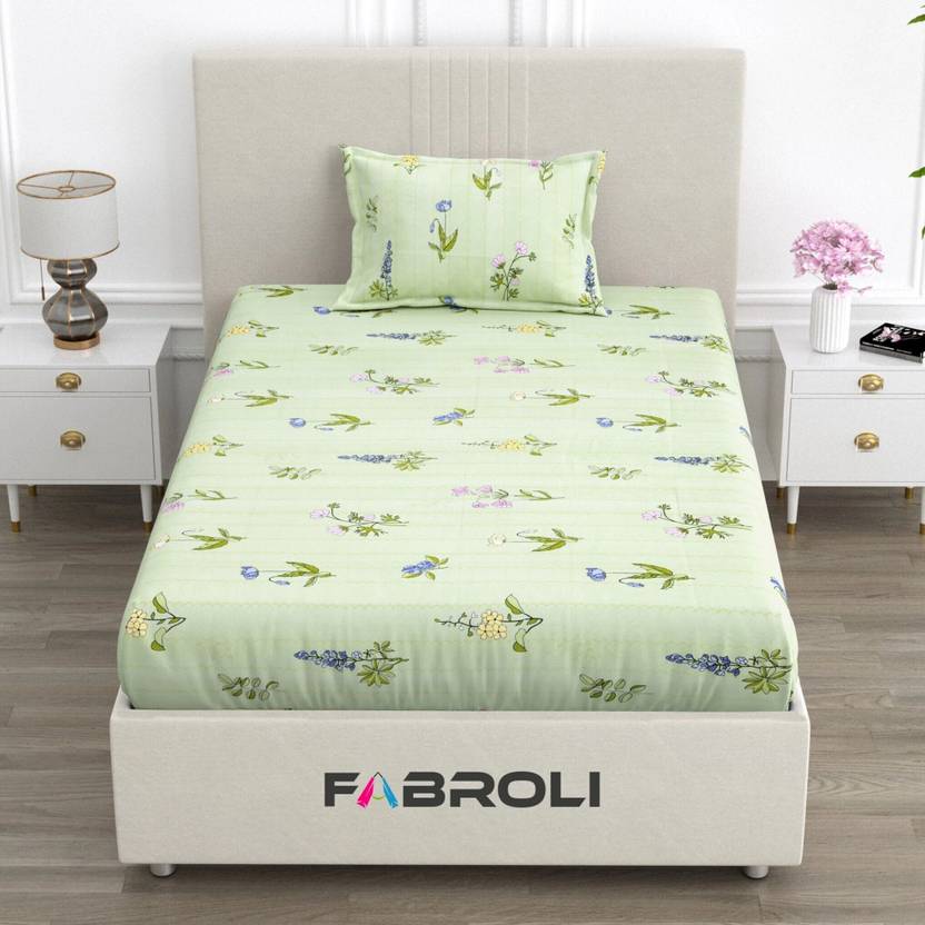 Fabroli Cotton Single Flat 300 TC Printed 1 Bedsheet
