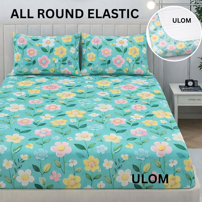 Ulom Cotton Double Fitted (Elastic) 220 TC 3D Printed 1 Bedsheet ...more - Image 6