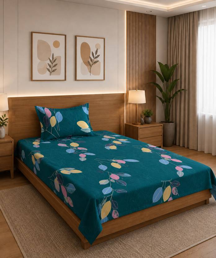 BeddingZone Cotton Single Flat 300 TC Printed 1 Summer Bedsheet