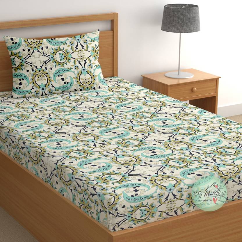 CG Homes Cotton Single Flat 180 TC Printed 1 Bedsheet