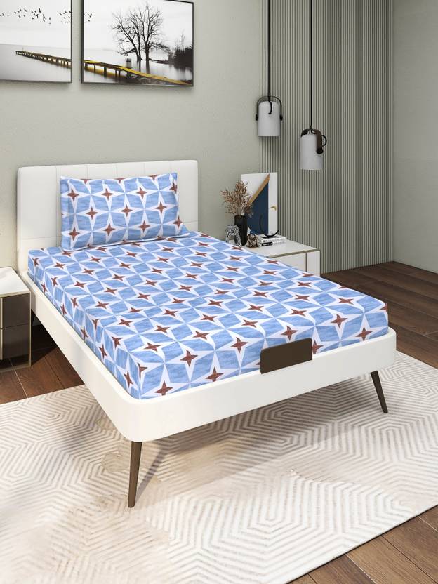 CARLTON LONDON Microfiber Single Flat 140 TC Printed 1 Bedsheet with 2 Pillow Covers
