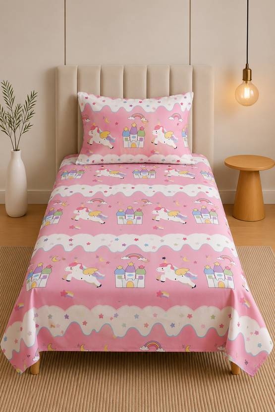 TINDLER KNOTS Cotton, Microfiber Single Flat 210 TC Printed 1 Summer Bedsheet