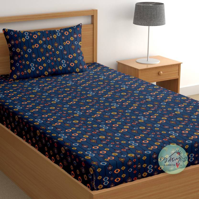 CG Homes Cotton Single Flat 180 TC Printed 1 Bedsheet