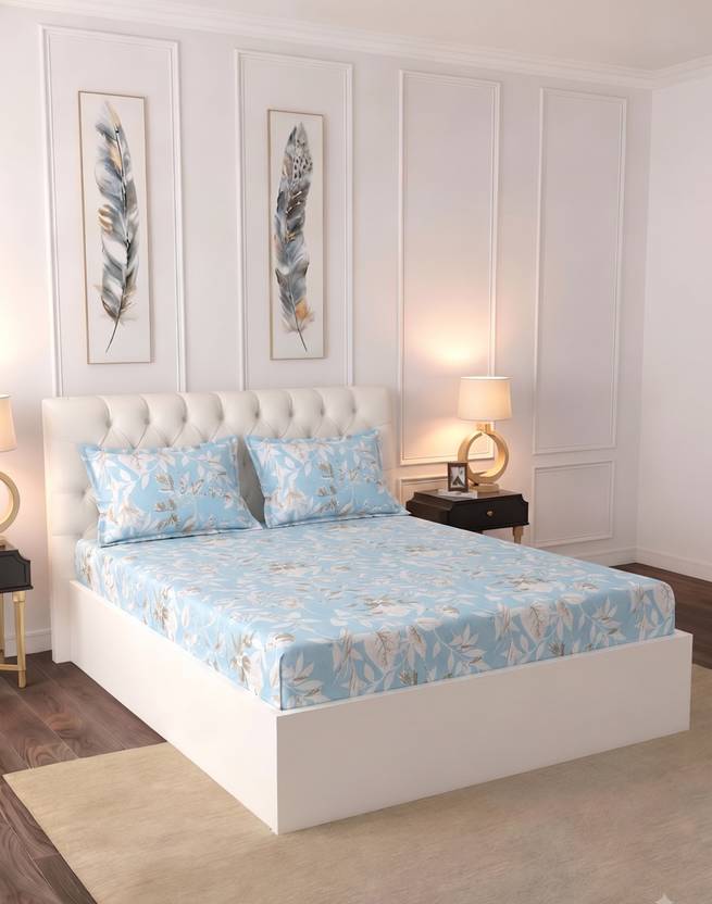 Raymond Home Microfiber Double Flat 110 TC Floral 1 Bedsheet