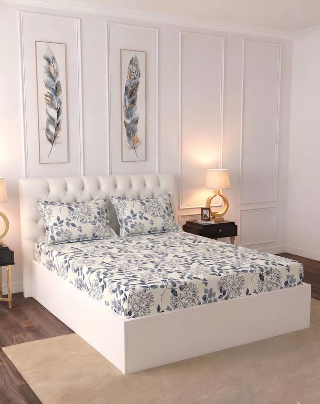 Raymond Home Microfiber Double Flat 110 TC Floral 1 Bedsheet
