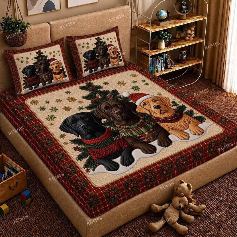 Santa Dog Christmas bedsheet