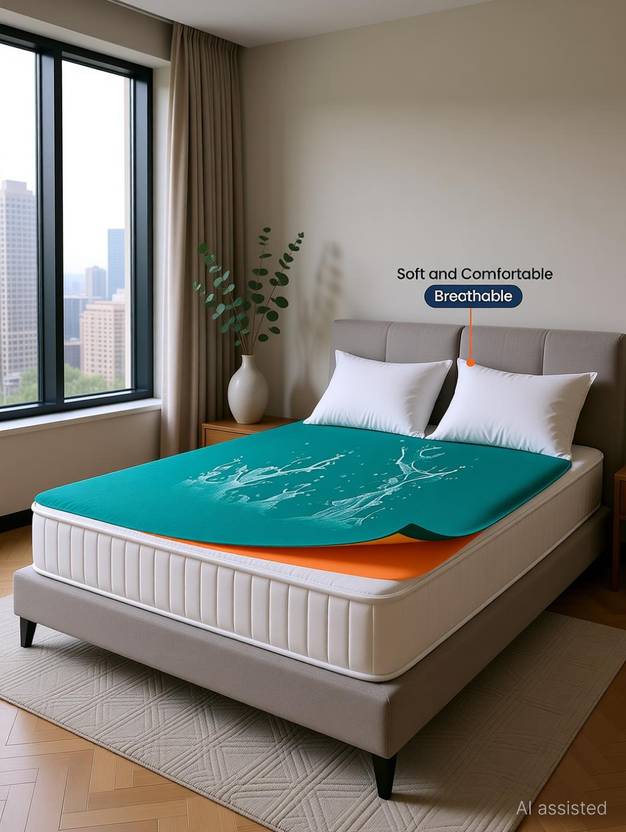 LABHAM King Size Fitted Terry Cotton Breathable, Stretchable, Waterproof Mattress Cover