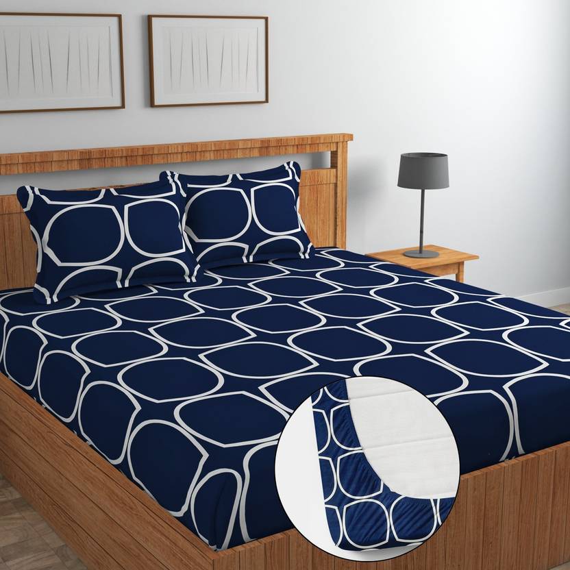 OLDENNA Microfiber Double Fitted (Elastic) 250 TC Floral 1 Bedsheet with 2 Pillow Covers