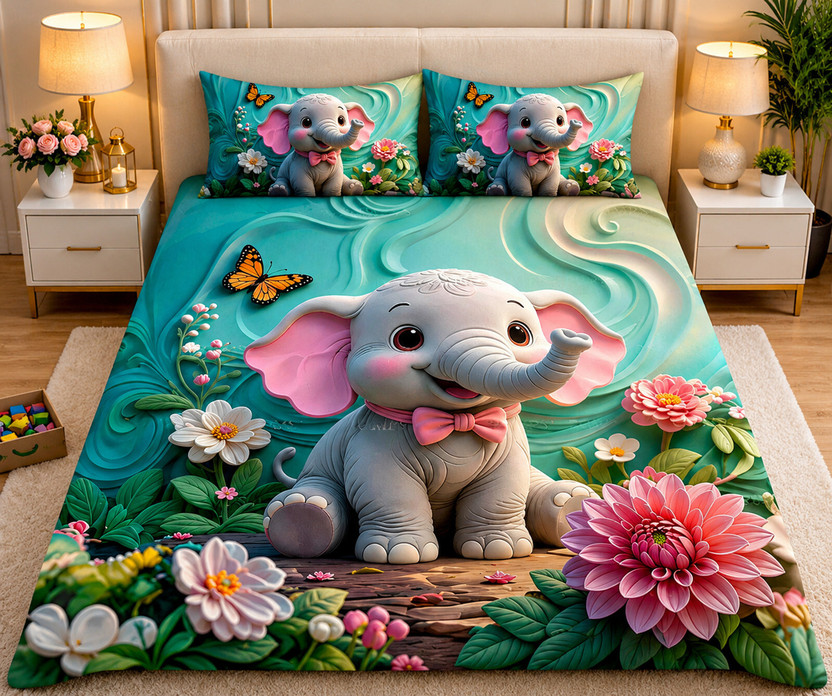 Sky Blue Elephant bedsheet