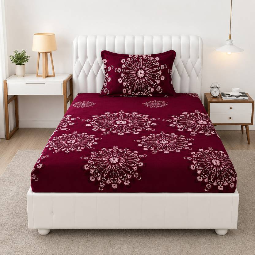 TINDLER KNOTS Cotton, Microfiber Single Flat 210 TC Printed 1 Summer Bedsheet