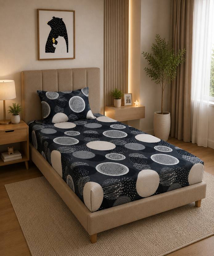 BeddingZone Cotton Single Flat 300 TC Printed 1 Summer Bedsheet