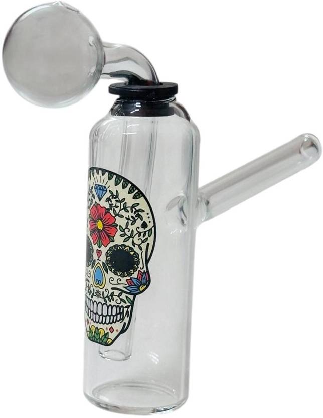 Badabong 5 Inch Mini Burner Skull Logo Clear Glass Decor Pipe Beer Bong Funnel