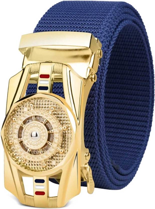 buffcage Men Party, Evening, Casual, Formal Blue, Gold Canvas, Nylon Belt