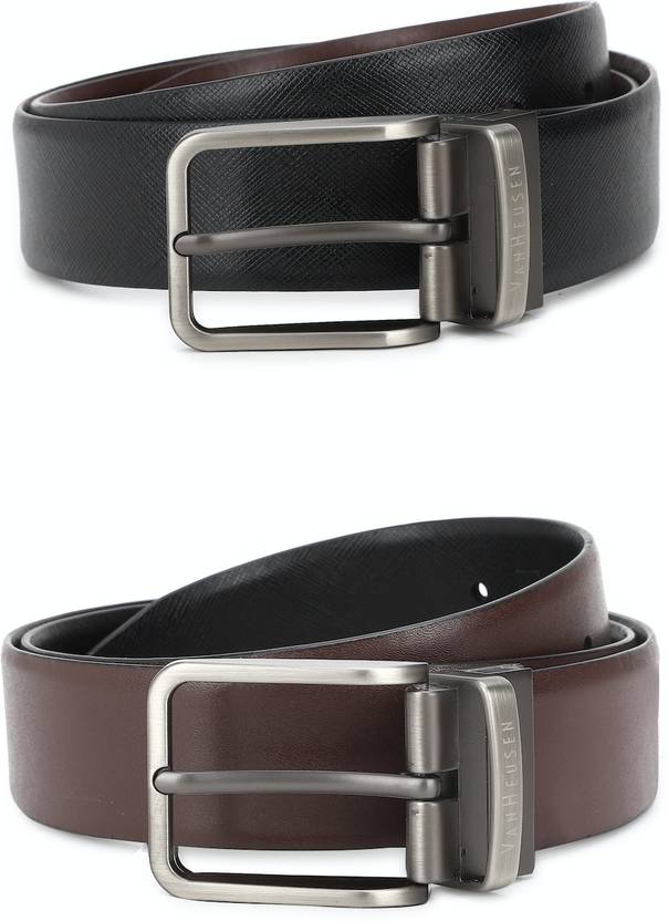 VAN HEUSEN Men Casual Brown Genuine Leather Reversible Belt Brown