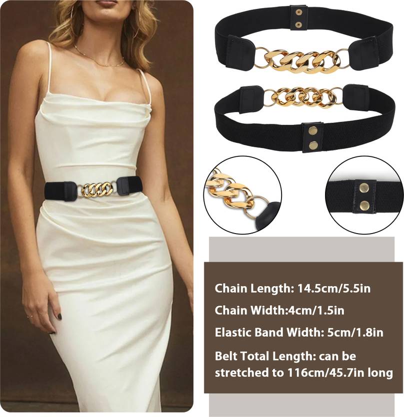 Women Casual, Party, Evening Black Metal Belt