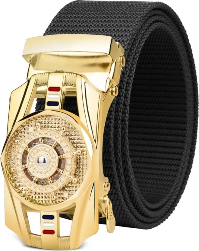 buffcage Men Party, Evening, Casual, Formal Black Canvas, Nylon Belt