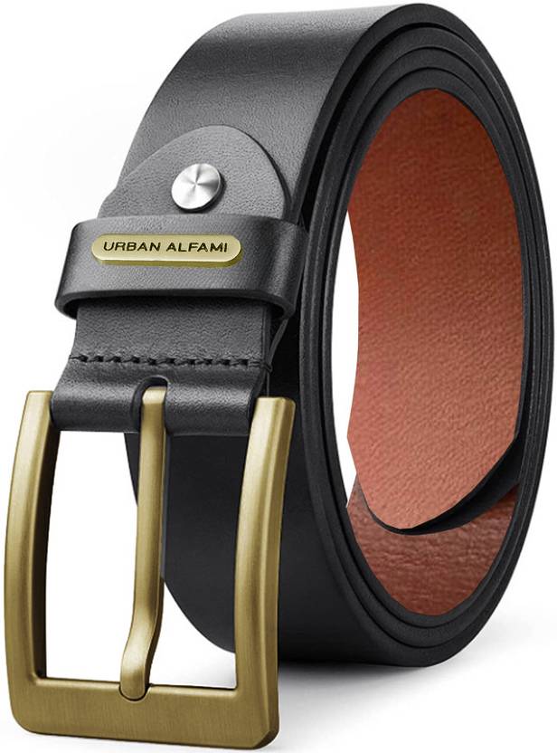 URBAN ALFAMI Men Black Genuine Leather Belt