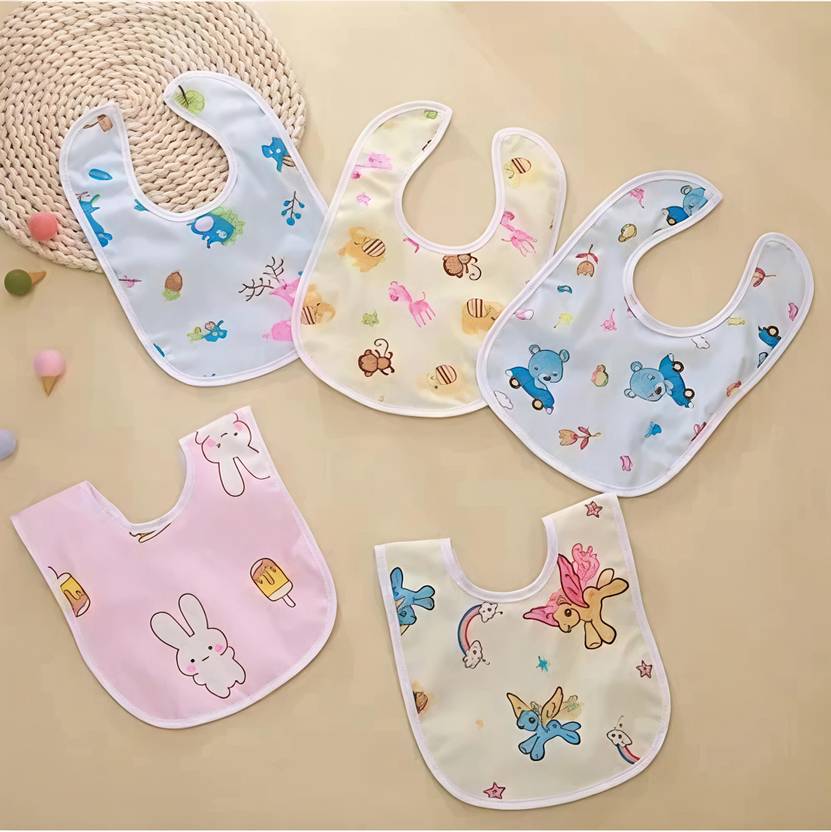 Bebsy Baby Button Bibs Pack of 3 | Soft Reusable Weaning Bib Set for Infants ,Toddlers