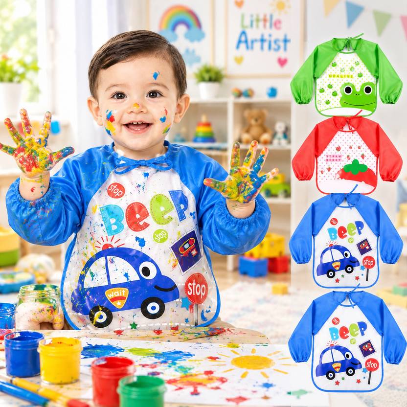 MOMISY Baby Full Sleeve Waterproof Feeding Bib for Boys & Girls