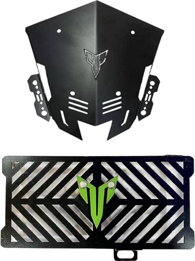 Gogna Mart Metal Black Visor for Yamaha MT 15, mt radiator grill neon
