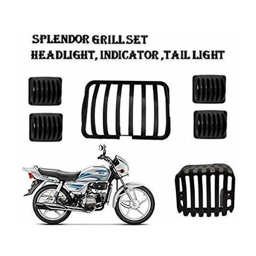 Bullkartzone Plastic Combo Headlight Grill Indicator Grill Tail Light Grill All Parts Accessories Modified for Hero Splendor pro Plus (Bike Headlight Grill Covers) Bike Headlight Grill