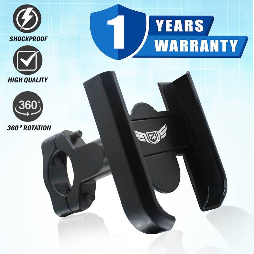 ASRYD Motorcycle & Bicycle Handlebar Holder Black Aluminum Easy Fit in All Smartphones Bike Mobile Holder