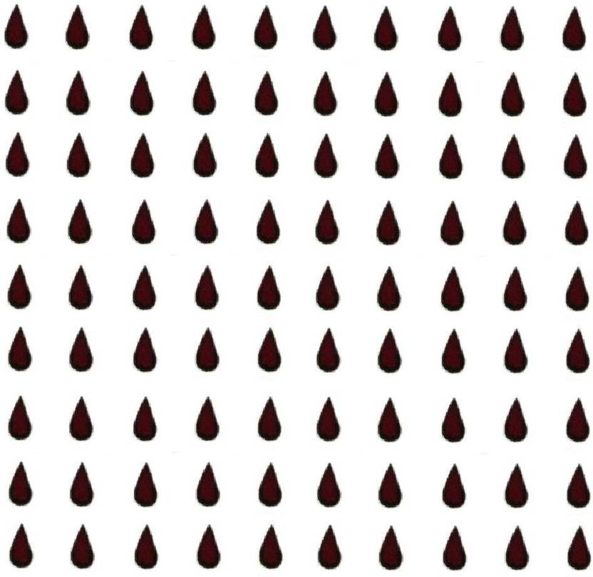 Bawree Dark Maroon Kumkum Sindoor Velvet Tear Drop Tilak Shape Sketch Bindi Forehead Maroon Bindis