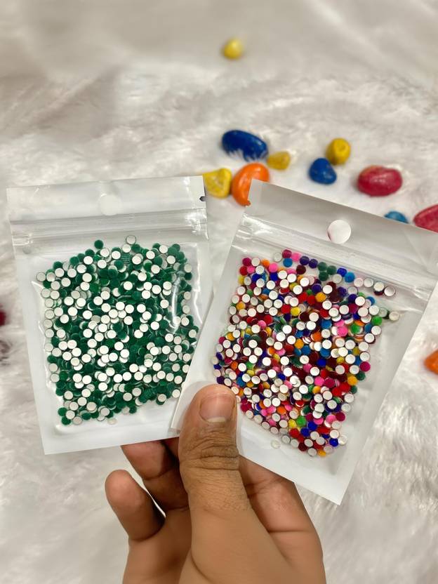 AVYUKTA LIFESTYLE Green_Multi_Bindi_Pouch_2 ForeHead Green, Multicolor Bindis