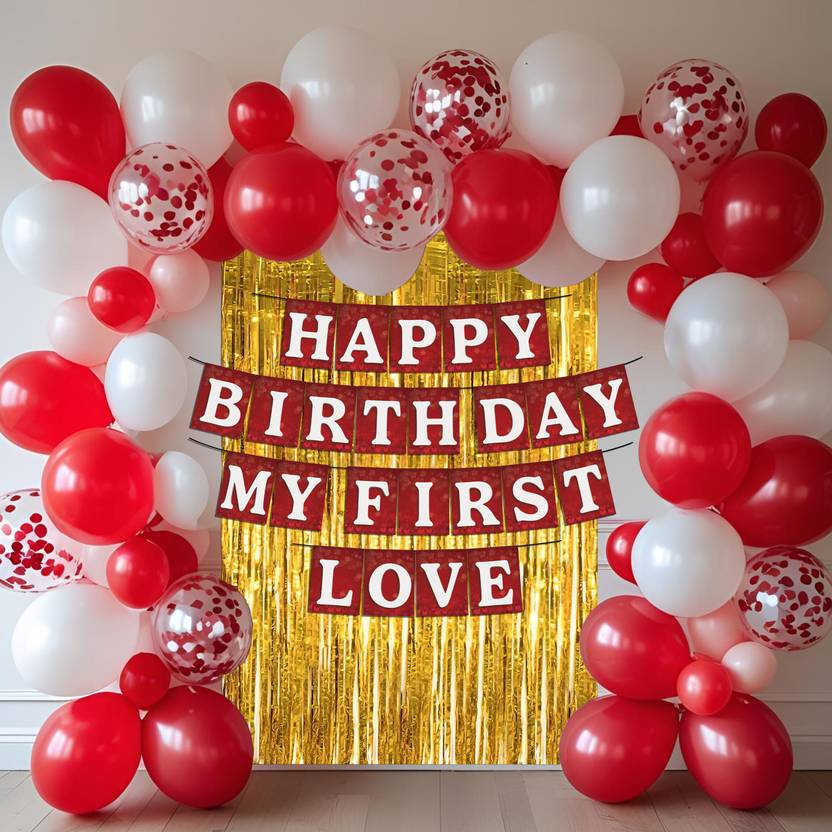 1iAM Happy Birthday My First Love Banner|Foil Curtain|Balloons|Mom's Birthday Decor