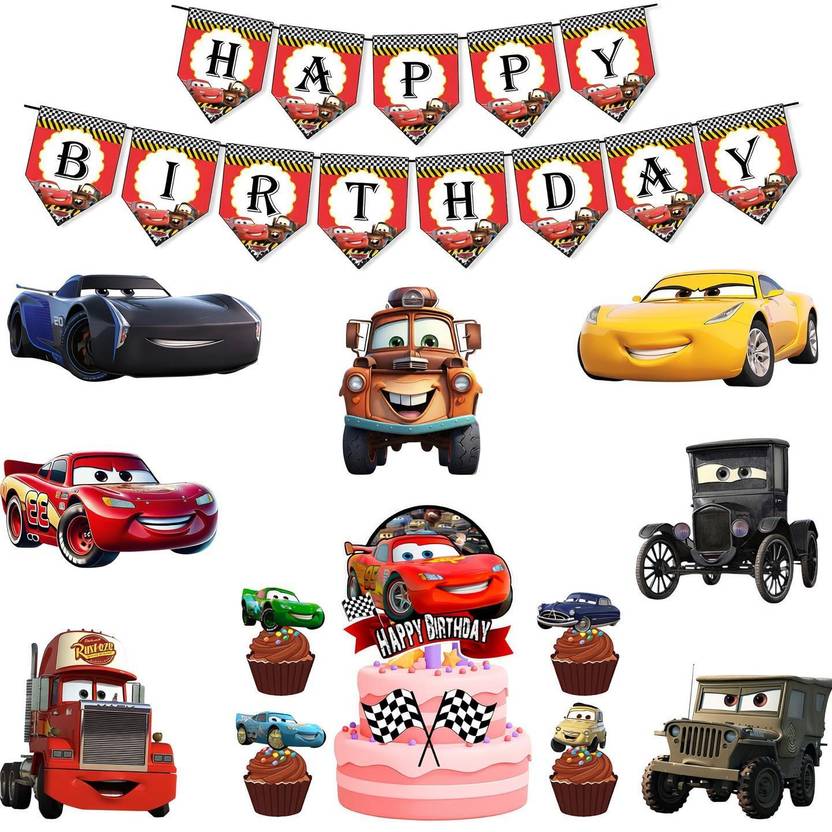 PARTYJOY Car Theme Birthday Decoration Kit for Boys | Happy Birthday Combo