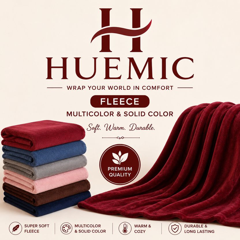 Huemic Solid Single Fleece Blanket for AC Room (Polyester, Red) - Image 4