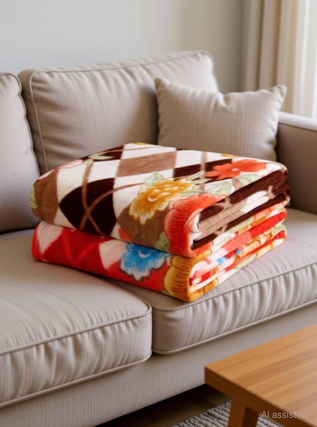 SPANGLE Printed Single Fleece Blanket for  Mild Winter
