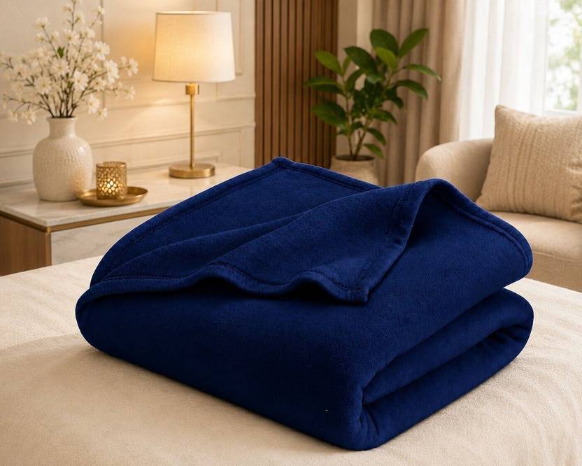 blankit Solid Single Fleece Blanket for  AC Room