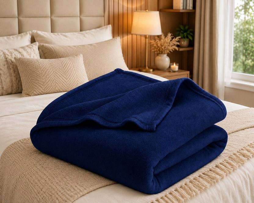 blankit Solid Single Fleece Blanket for  AC Room