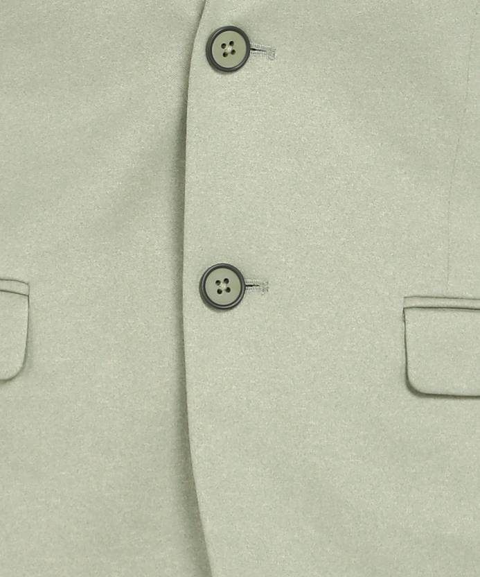 Men Solid Single Breasted Formal Blazer  (Light Green)