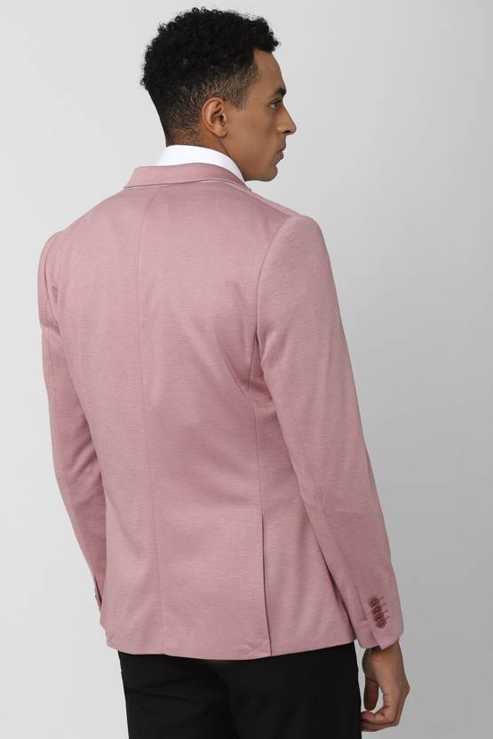 Men Solid Single Breasted Formal Blazer  (Pink)