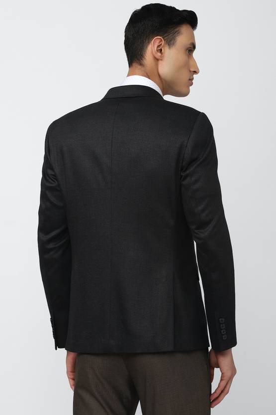 Men Solid Single Breasted Formal Blazer  (Black)
