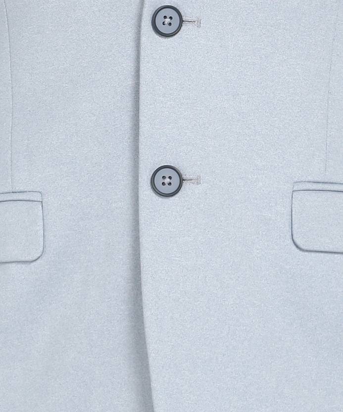 Men Solid Single Breasted Formal Blazer  (Blue)