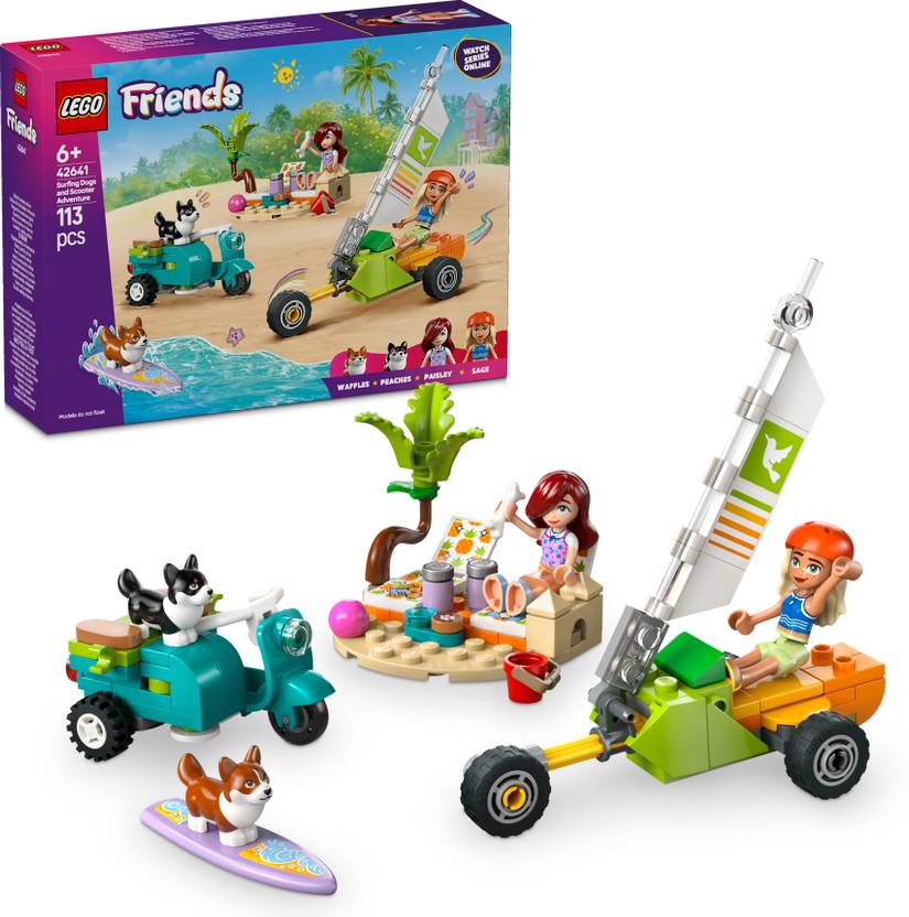 LEGO Friends Surfing Dogs and Scooter Adventure Building Toy 42641 (113 Blocks)
