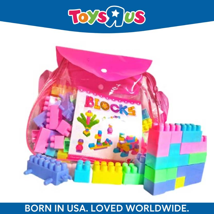 Miss & Chief CraftyConstruct: DIY Plastic Building Blocks for Kids -100+ Pcs with Pink Bag