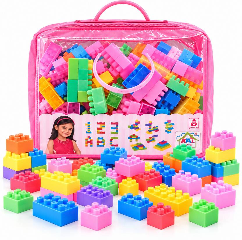 Funkey Kids Building Blocks Set with Storage Bag Colorful Creative Construction Toy