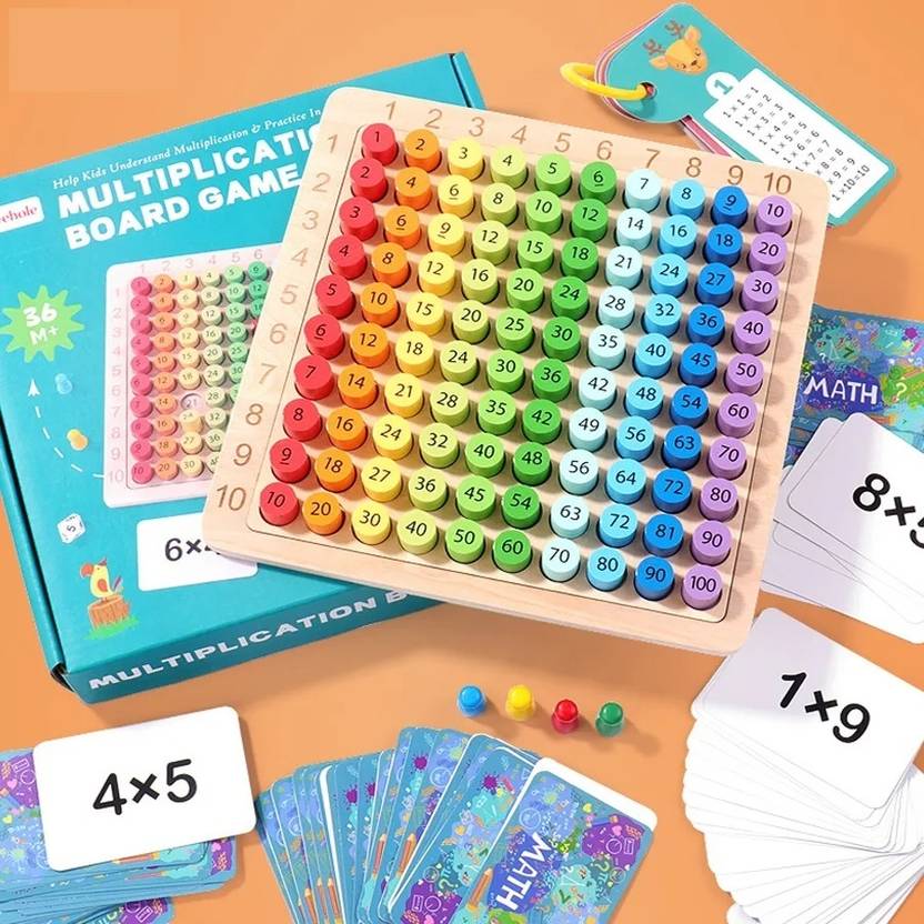 Chocozone Multiplication Board with Flash Card Table Recite Learning Toys for 6+ Year old Educational Board Games