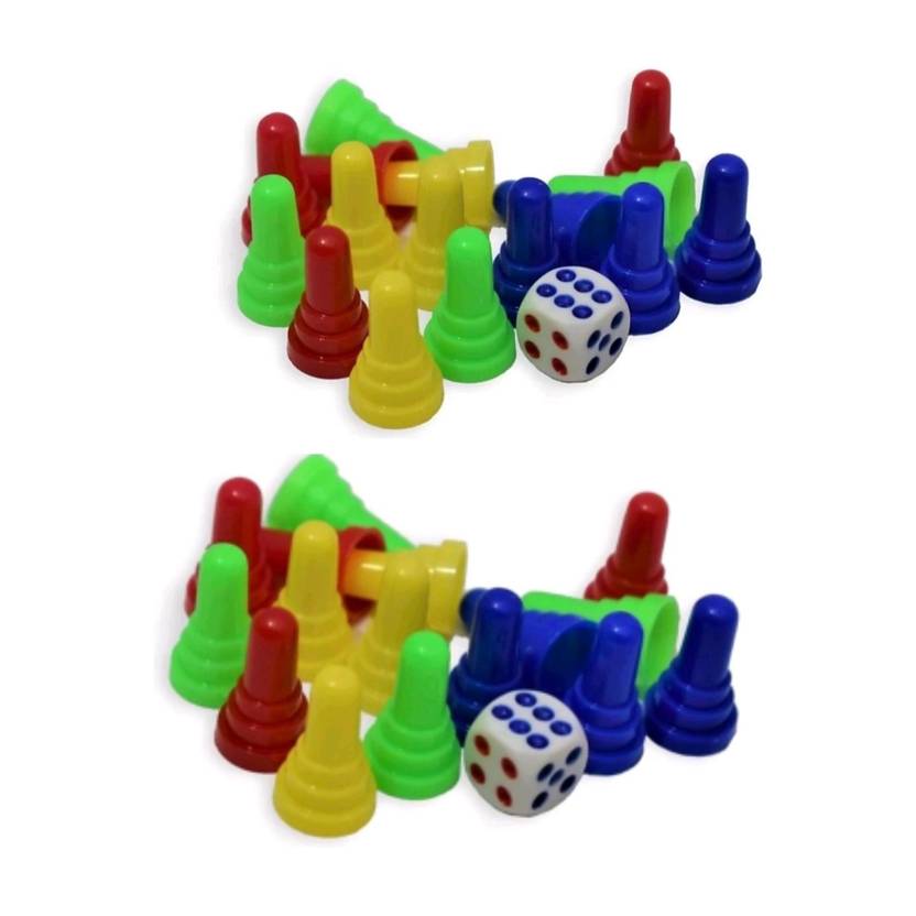 aunique Combo of 16-Piece Colorful Ludo Coin Set (With Dice) Board Game Accessories