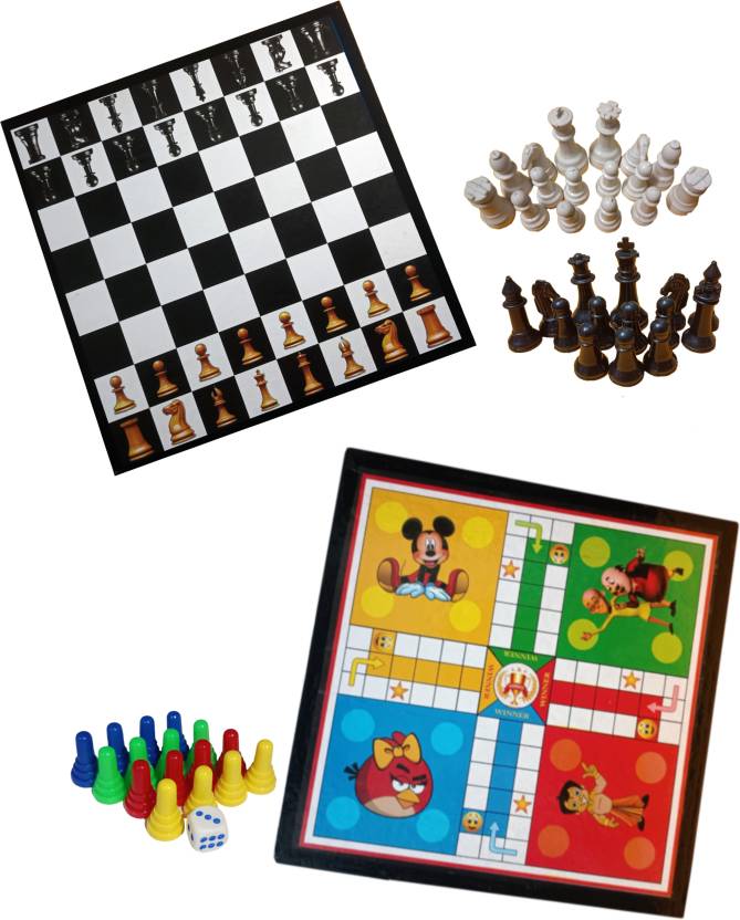 VBA Sports Wooden Chess board, Ludo & Snake Board With 2 Set of Ludo ...