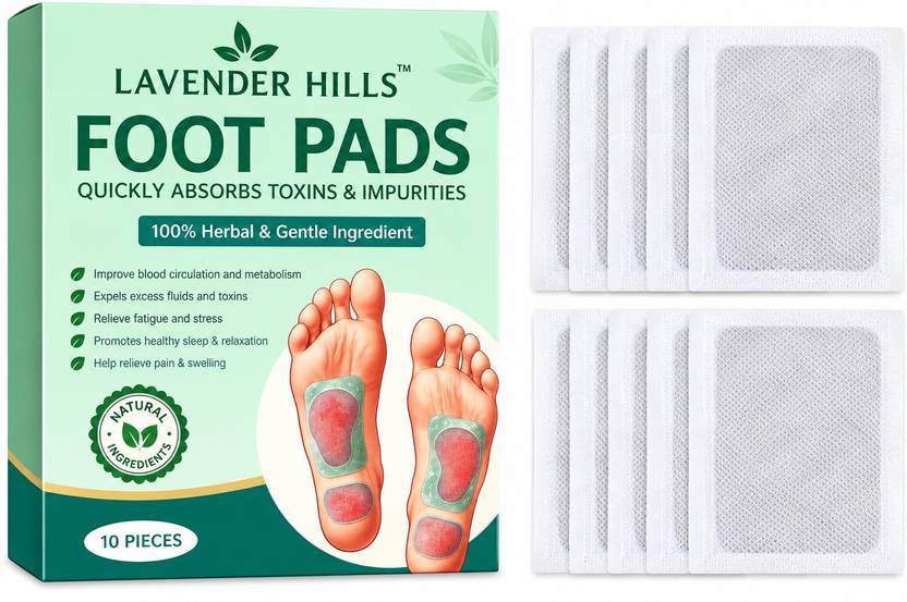 Lavender Hills Herbal Detox Foot Pads for Sleep & Stress Relief | Ginger & Bamboo Toxin Cleanse Plaster & Patch