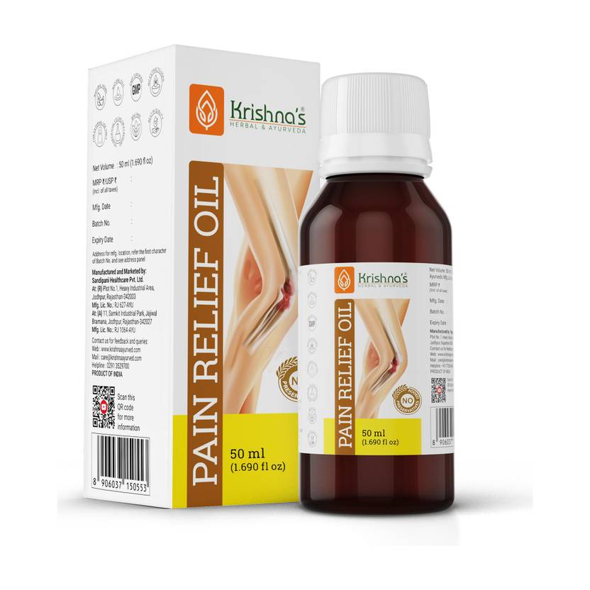 Krishna's Herbal & Ayurveda Pain Relief oil | Effective for Body Pain | Pure Ayurvedic and Herbal Liquid