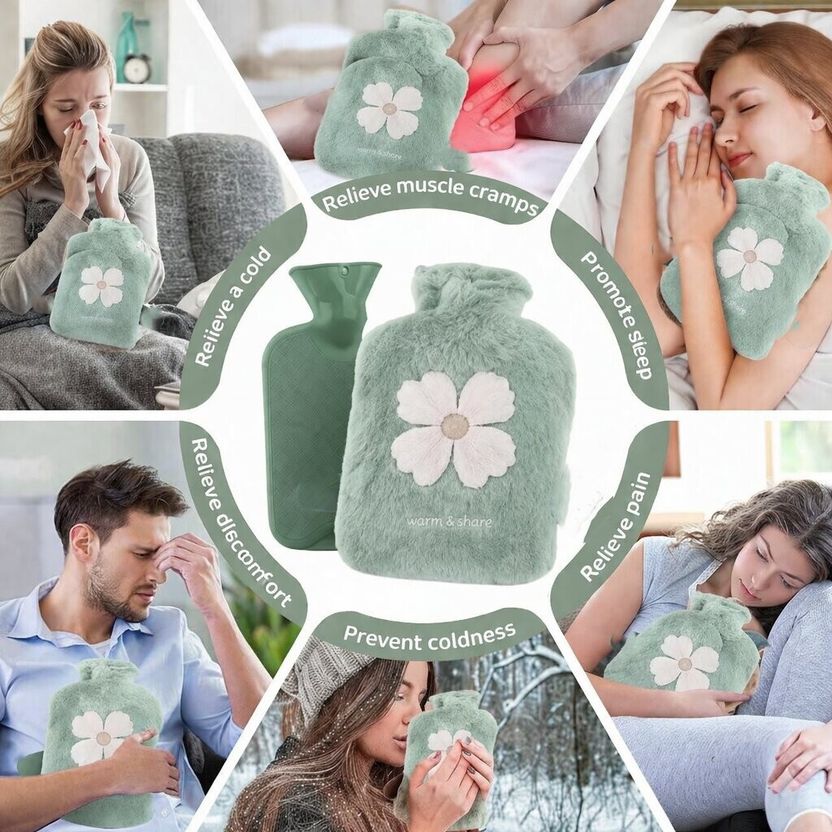CloudTab Silicone Hot Water Bag with Plush Cover - Image 4