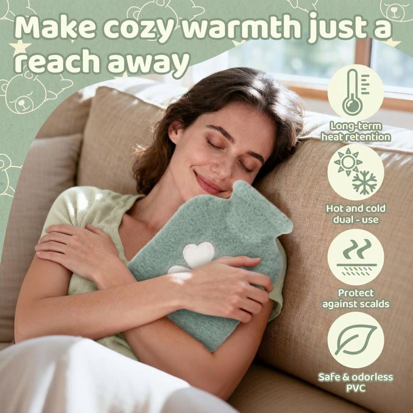 CloudTab Silicone Hot Water Bag with Plush Cover - Image 2