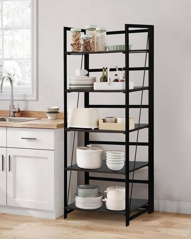 KAWACHI 5 Tier Bookshelf Wooden Open Shelf Bookcase Standing Shelves